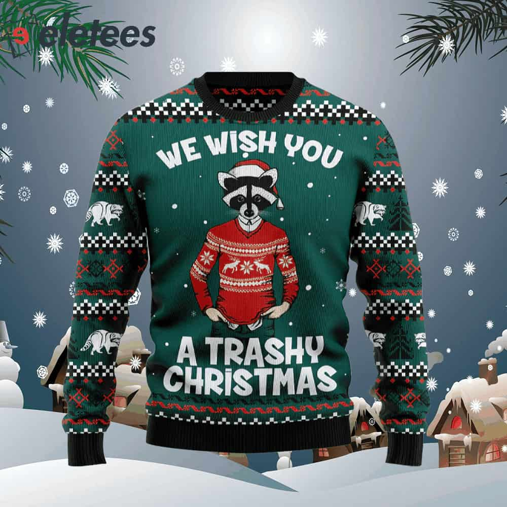 Raccoon A Trashy Christmas Ugly Christmas Sweater