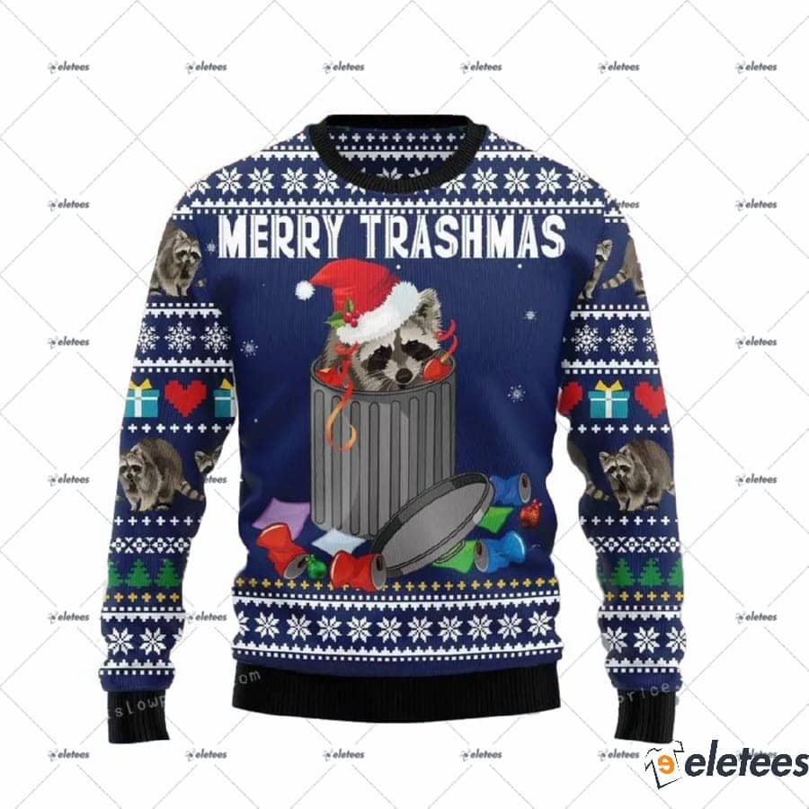 Raccoon Merry Trashmas Ugly Sweater