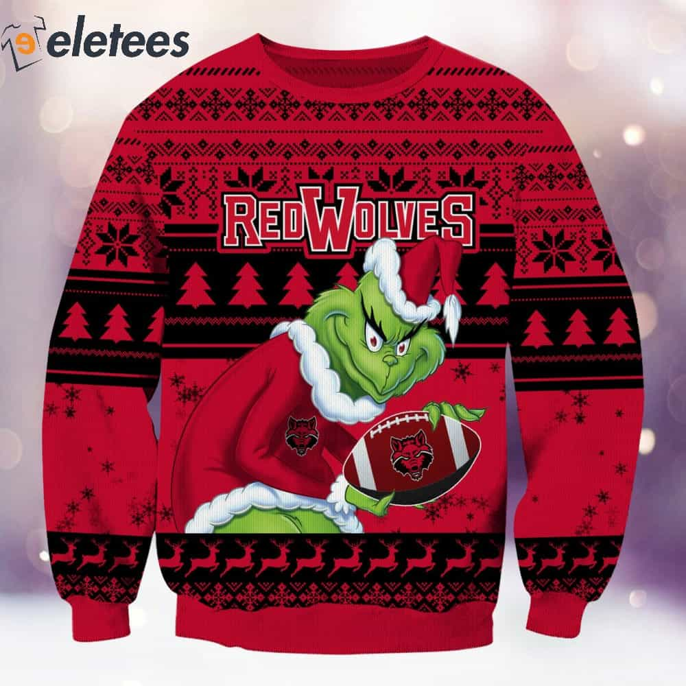 Red Wolves Grnch Christmas Ugly Sweater