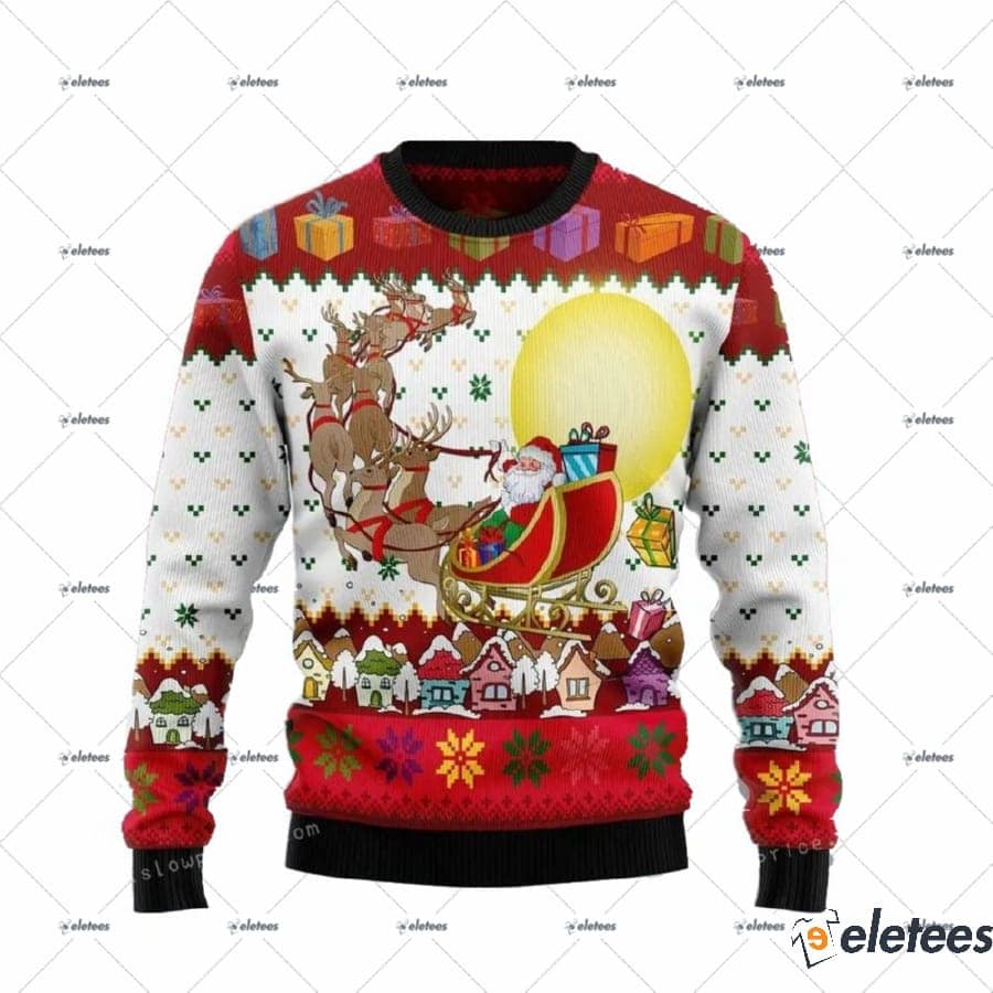 Reindeer And Santa Claus Ugly Sweater