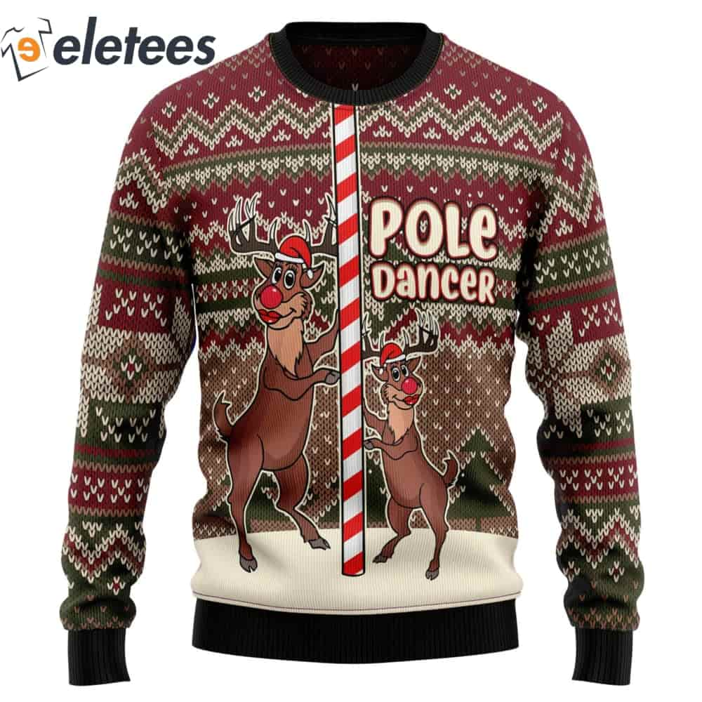 Reindeer Pole Dancer Ugly Christmas Sweater