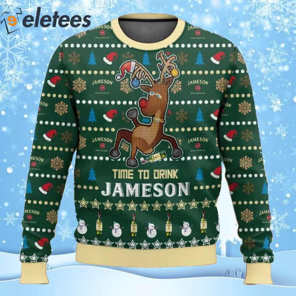 Reindeer Time To Drink Jameson Ugly Christmas Sweater