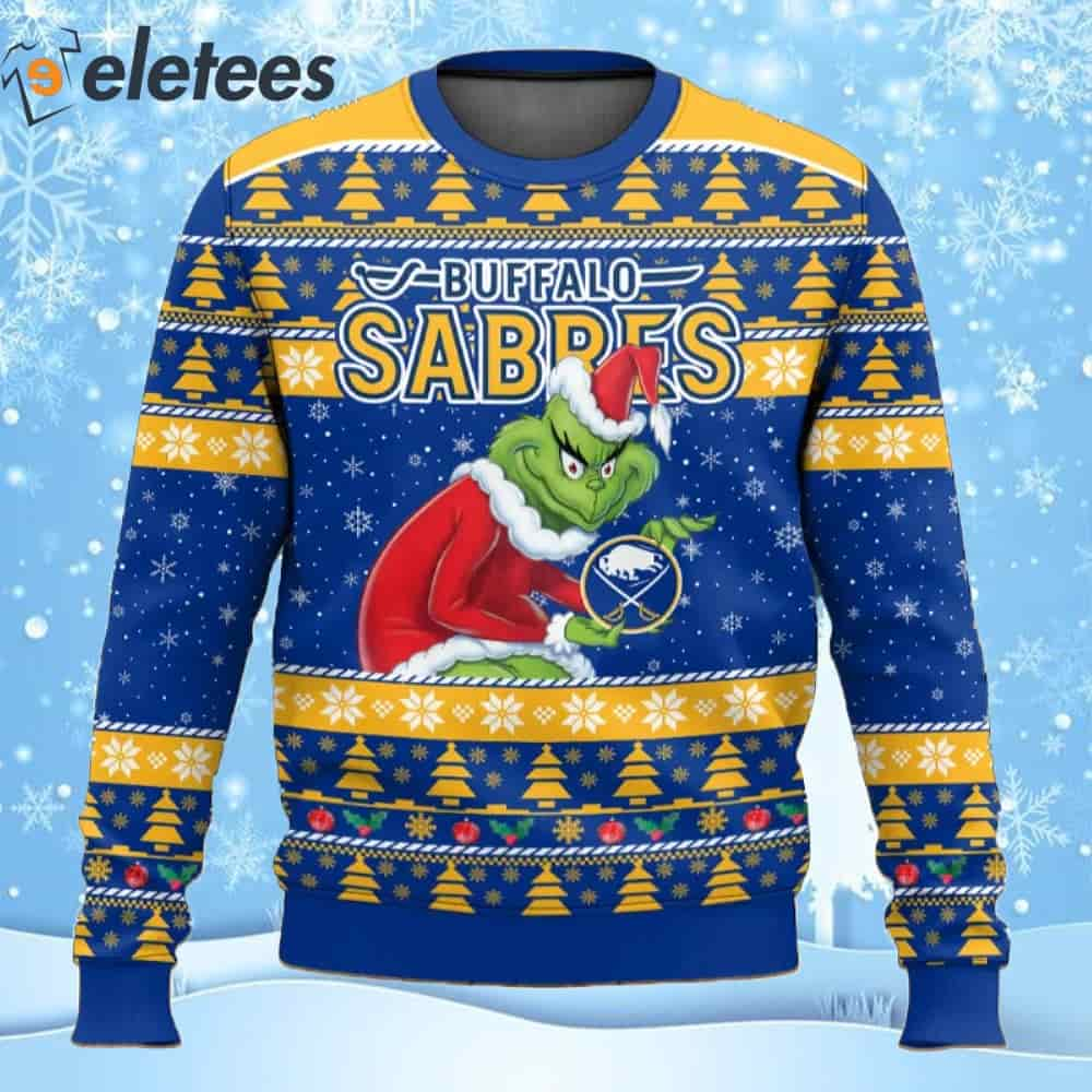 Sabres Hockey Grnch Ugly Christmas Sweater