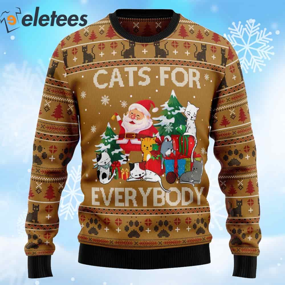 Santa And Cats For Everybody Ugly Christmas Sweater
