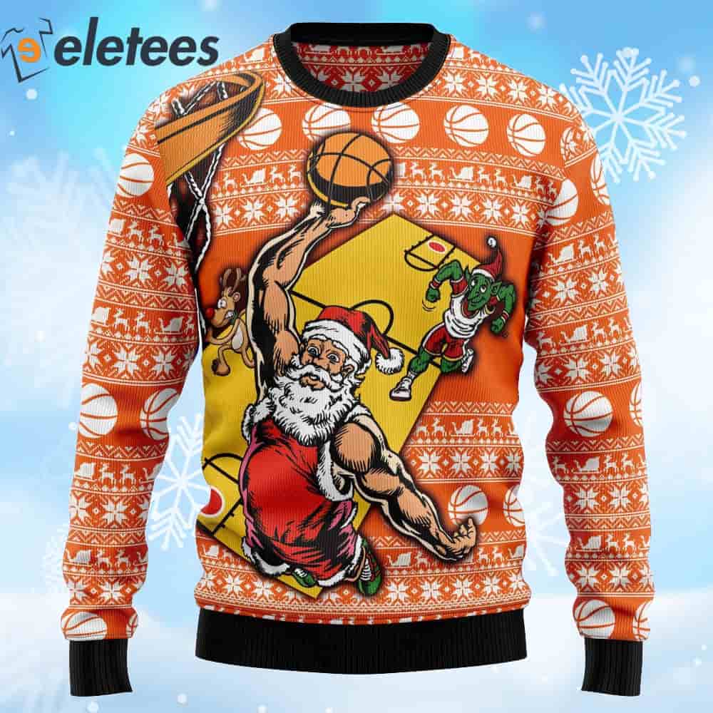 Santa Claus Basketball Ugly Christmas Sweater