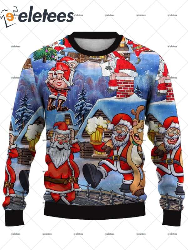 Santa Claus Drunk On Beer Ugly Christmas Sweater