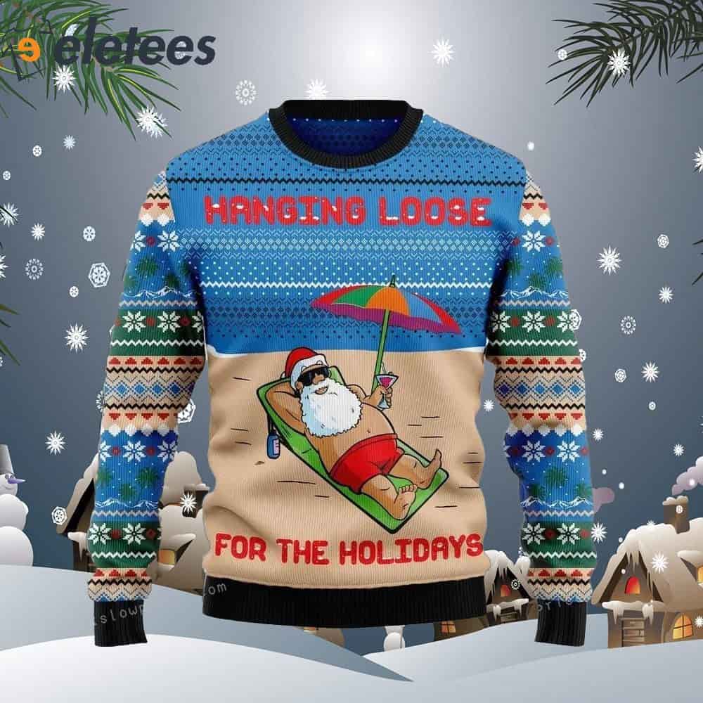 Santa Claus Hanging Loose For The Holidays Ugly Sweater