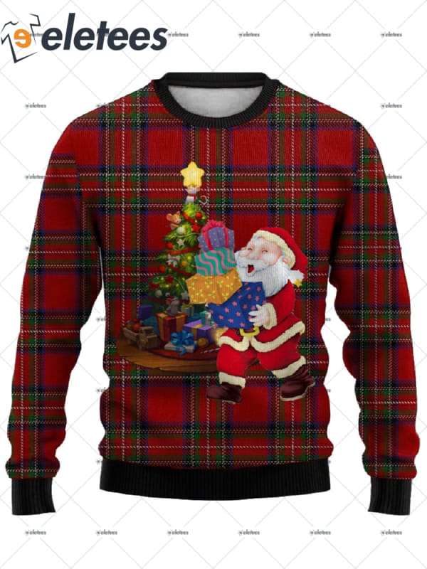 Santa Claus Holding The Box Ugly Christmas Sweater