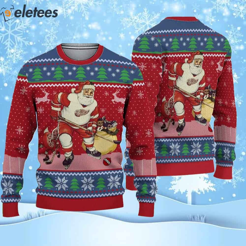 Santa Claus Ice Hockey Ugly Christmas Sweater