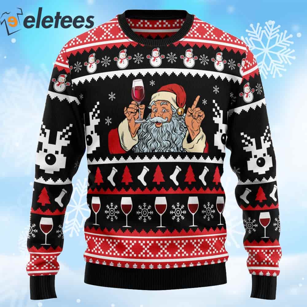 Santa Claus Red Wine Ugly Christmas Sweater