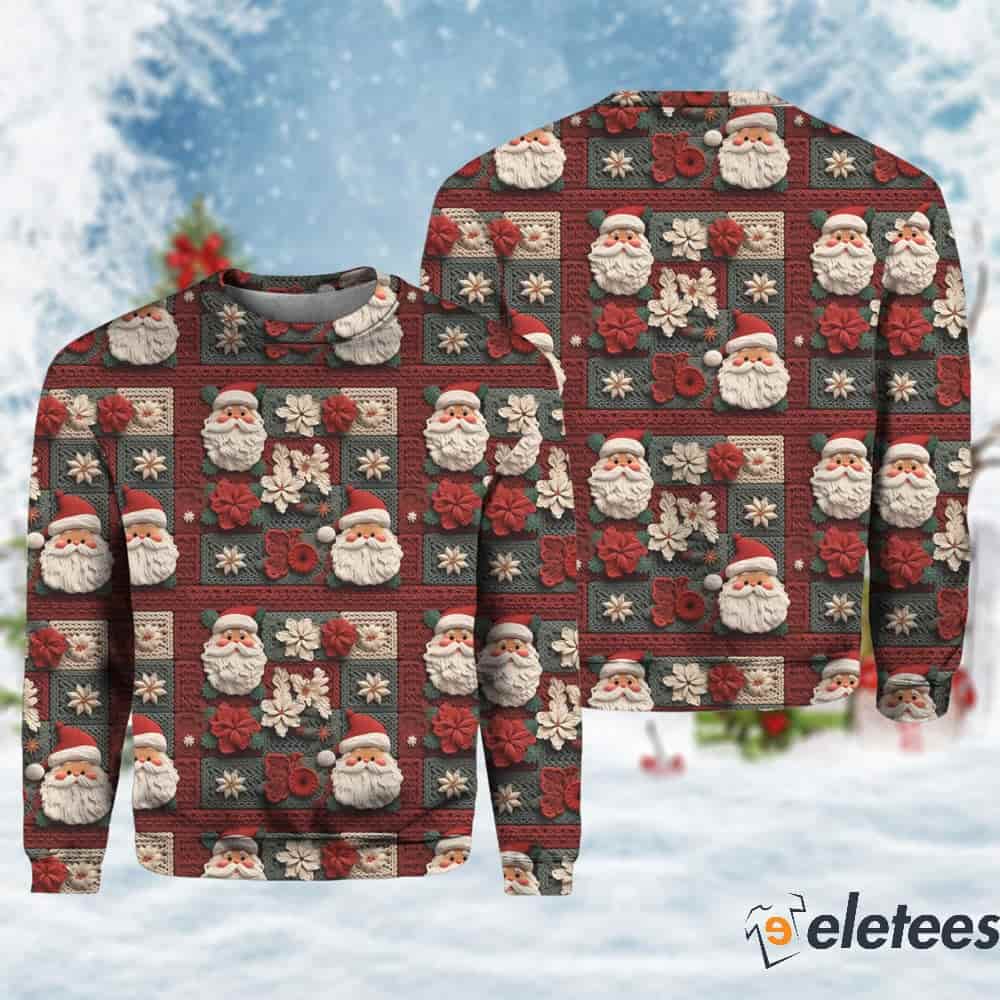 Santa Claus Vintage Christmas Seamless Pattern Sweater