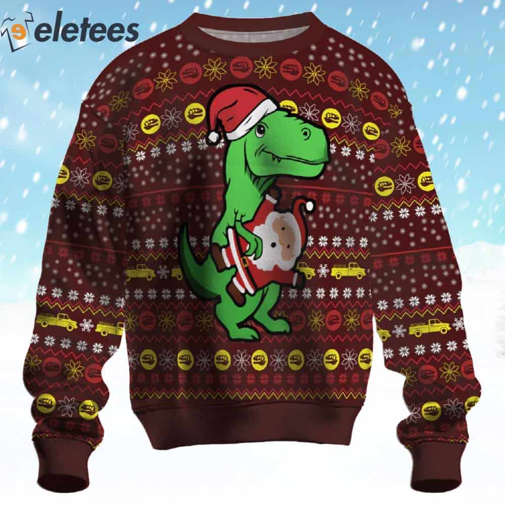 Santa Dinosaur Christmas Ugly Sweater