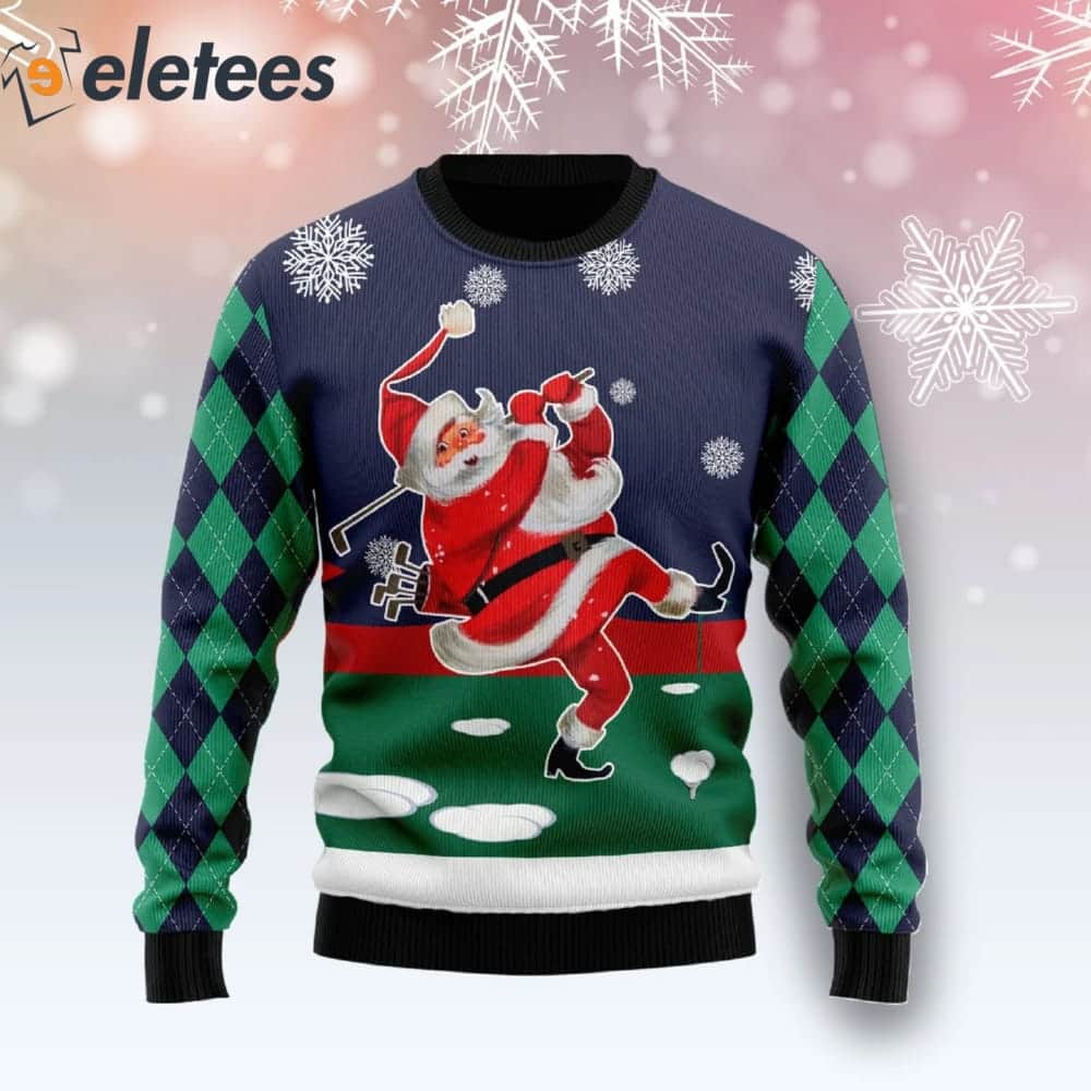 Santa Golf Ugly Christmas Sweater