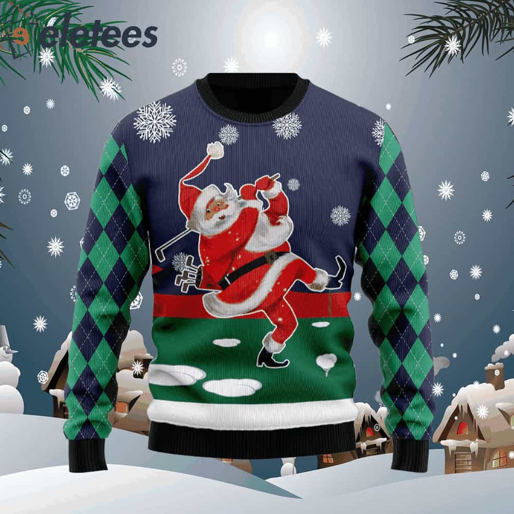 Santa Golfer Ugly Christmas Sweater