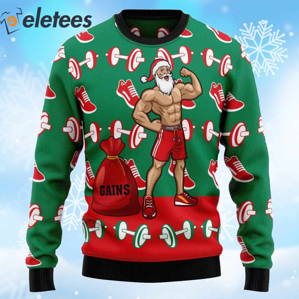 Santa Gym Gains Ugly Christmas Sweater