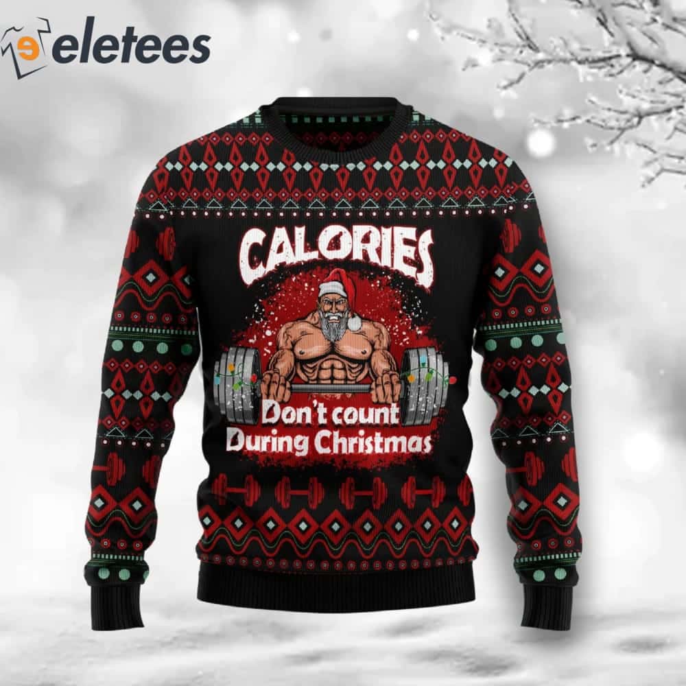 Santa Gymer Calories Ugly Christmas Sweater