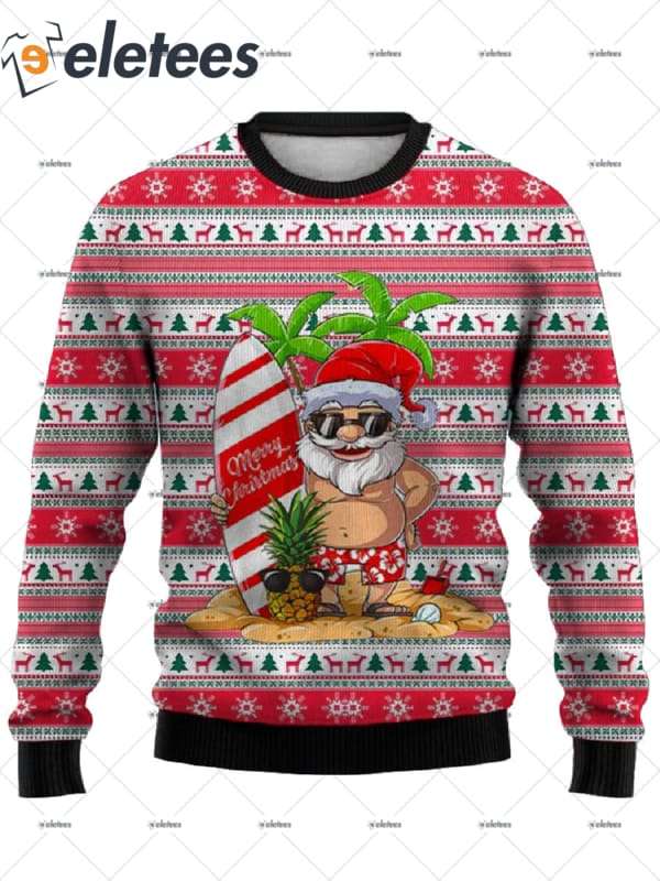 Santa Hawaii Holiday Ugly Christmas Sweater