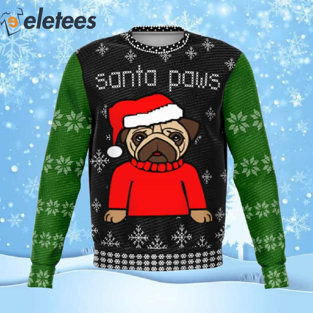 Santa Paws Pug Ugly Christmas Sweater