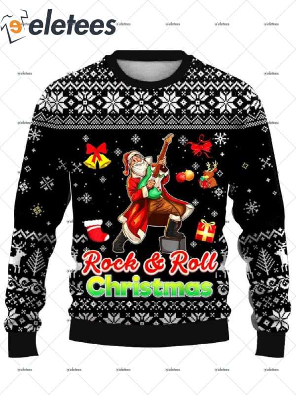 Santa Rock And Roll Christmas Ugly Sweater