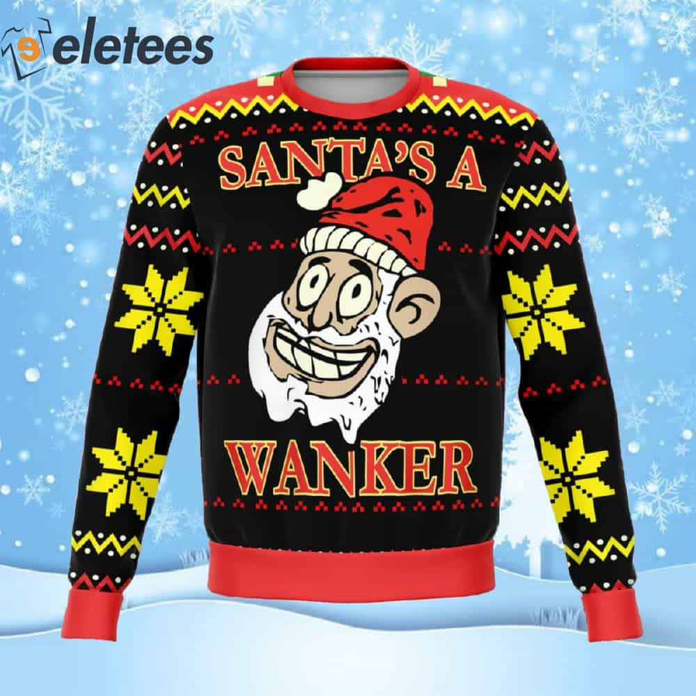 Santa's A Wanker Funny Ugly Christmas Sweater