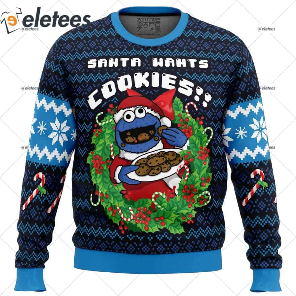 Santa's Cookies Cookie Monster Ugly Christmas Sweater