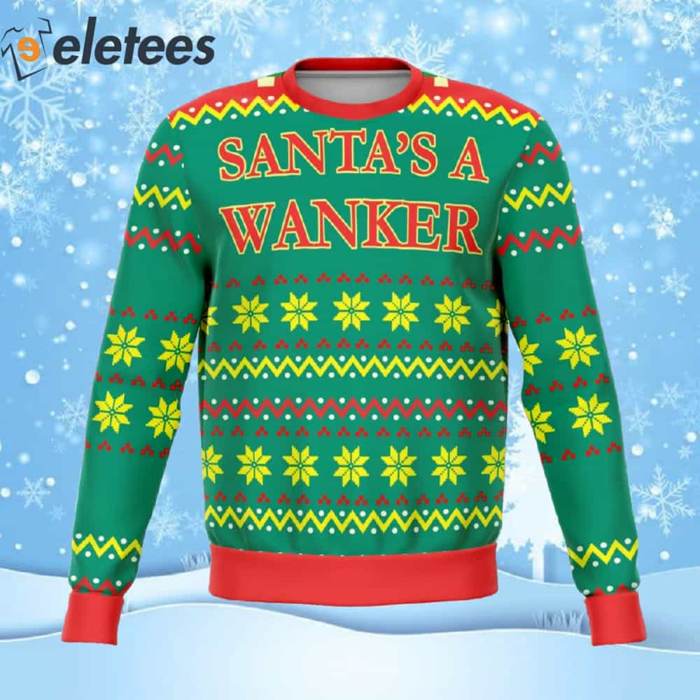 Santa's Wanker Offensive Ugly Christmas Sweater