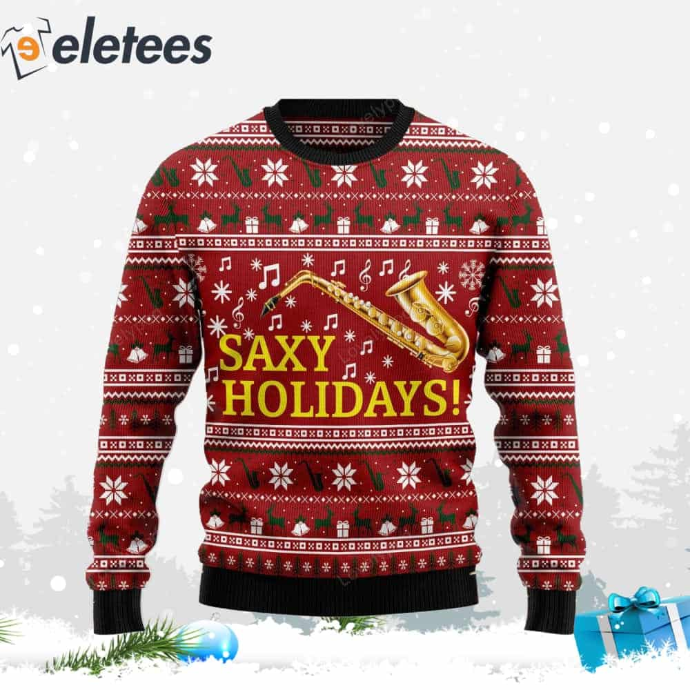 Saxophone Saxy Holidays Ugly Christmas Sweater