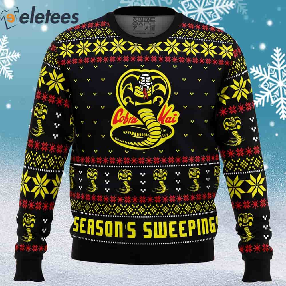 Season's Sweepings Cobra Kai Karate Kid Ugly Christmas Sweater