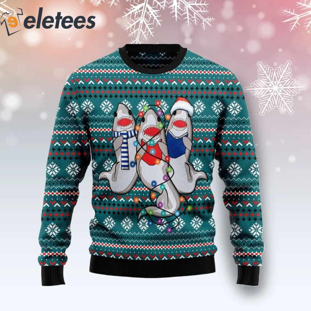 Sharks Blue Ugly Christmas Sweater