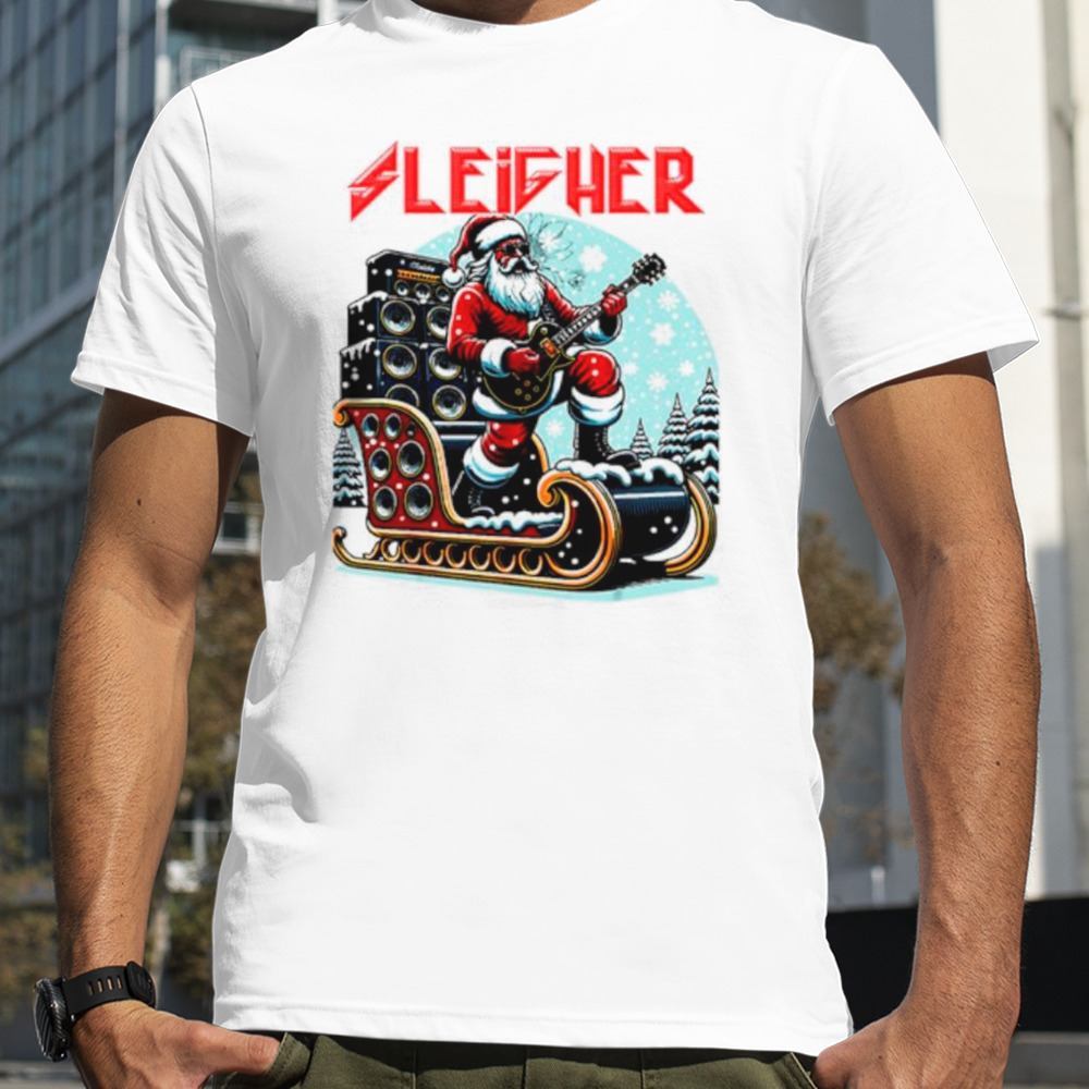 Sleigher hail Santa heavy metal Christmas rock shirt