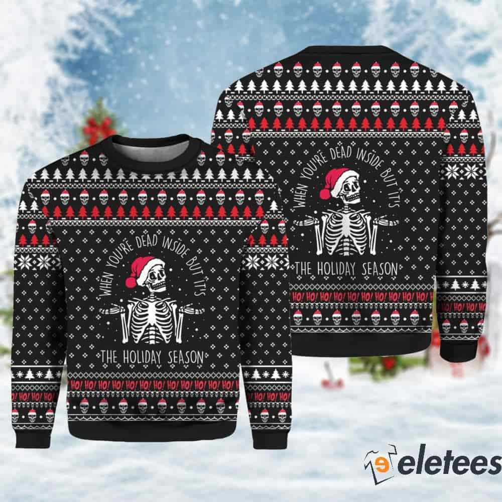 Skull Santa When You're Dead Inside Ugly Christmas Sweater