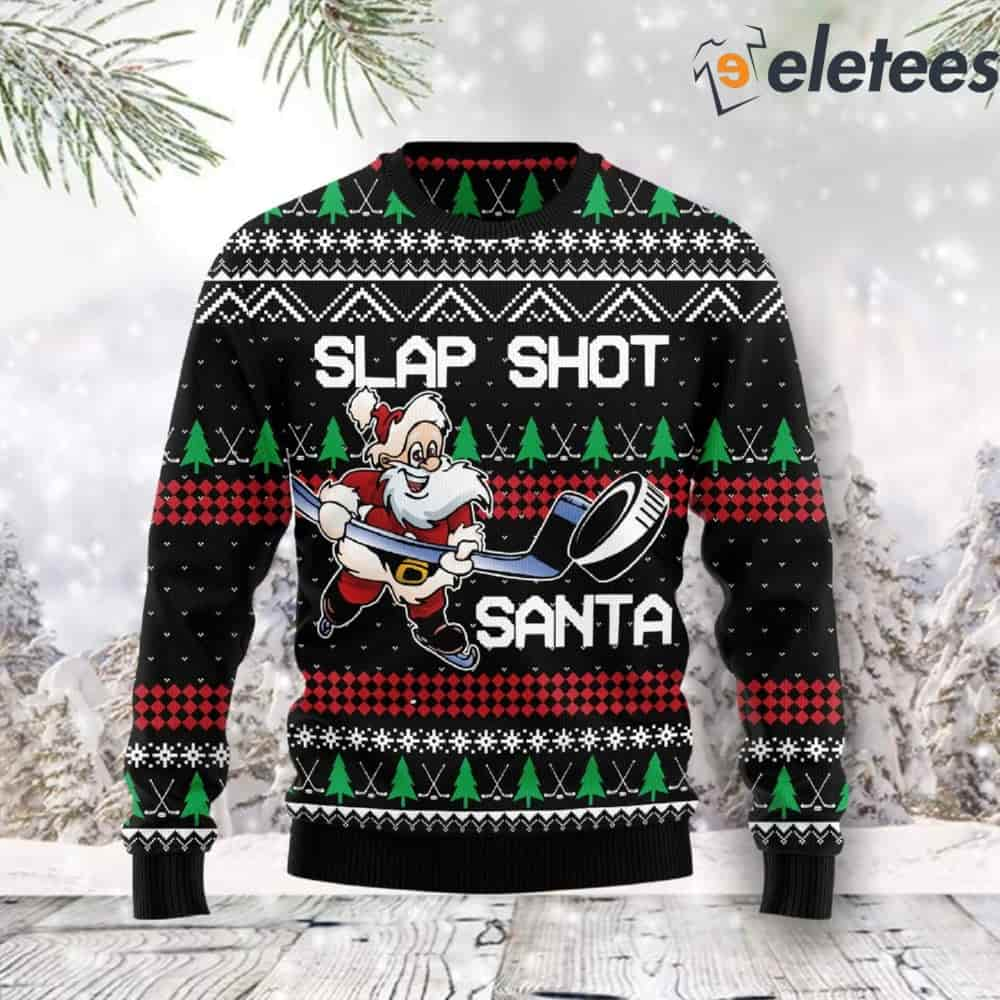 Slap Shot Santa Ugly Christmas Sweater