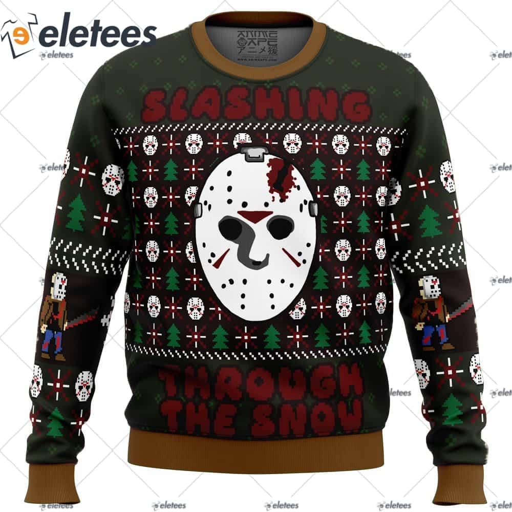 Slashing Through The Snow Jason Voorhees Ugly Christmas Sweater