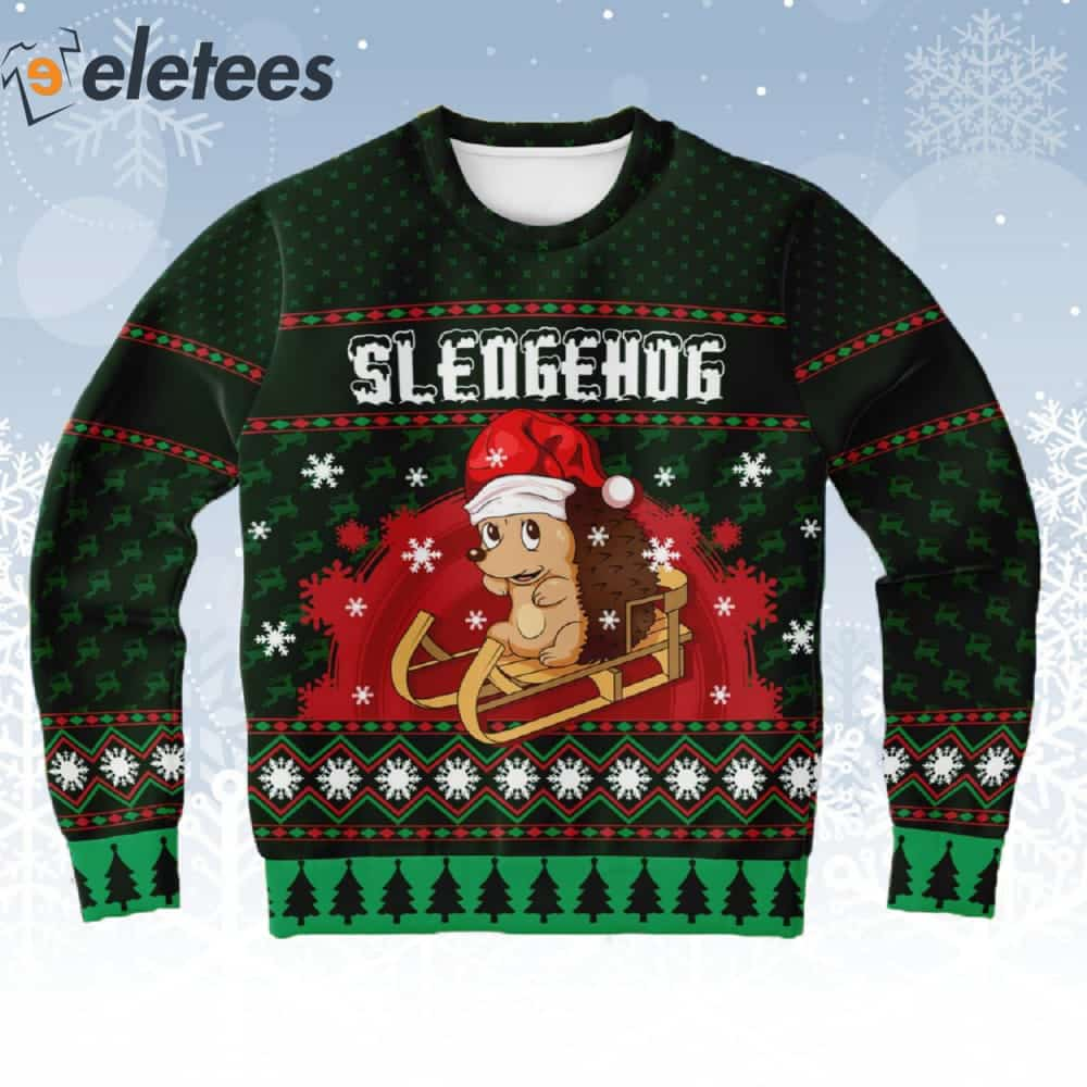 Sledgehog Wears A Noel Hat Ugly Christmas Sweater