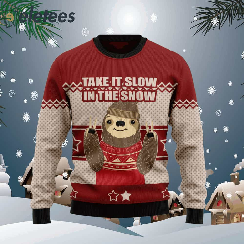 Sloth Take It Slow Ugly Christmas Sweater