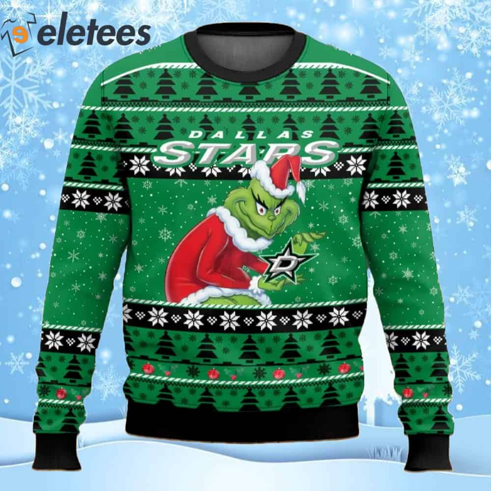 Stars Hockey Grnch Ugly Christmas Sweater