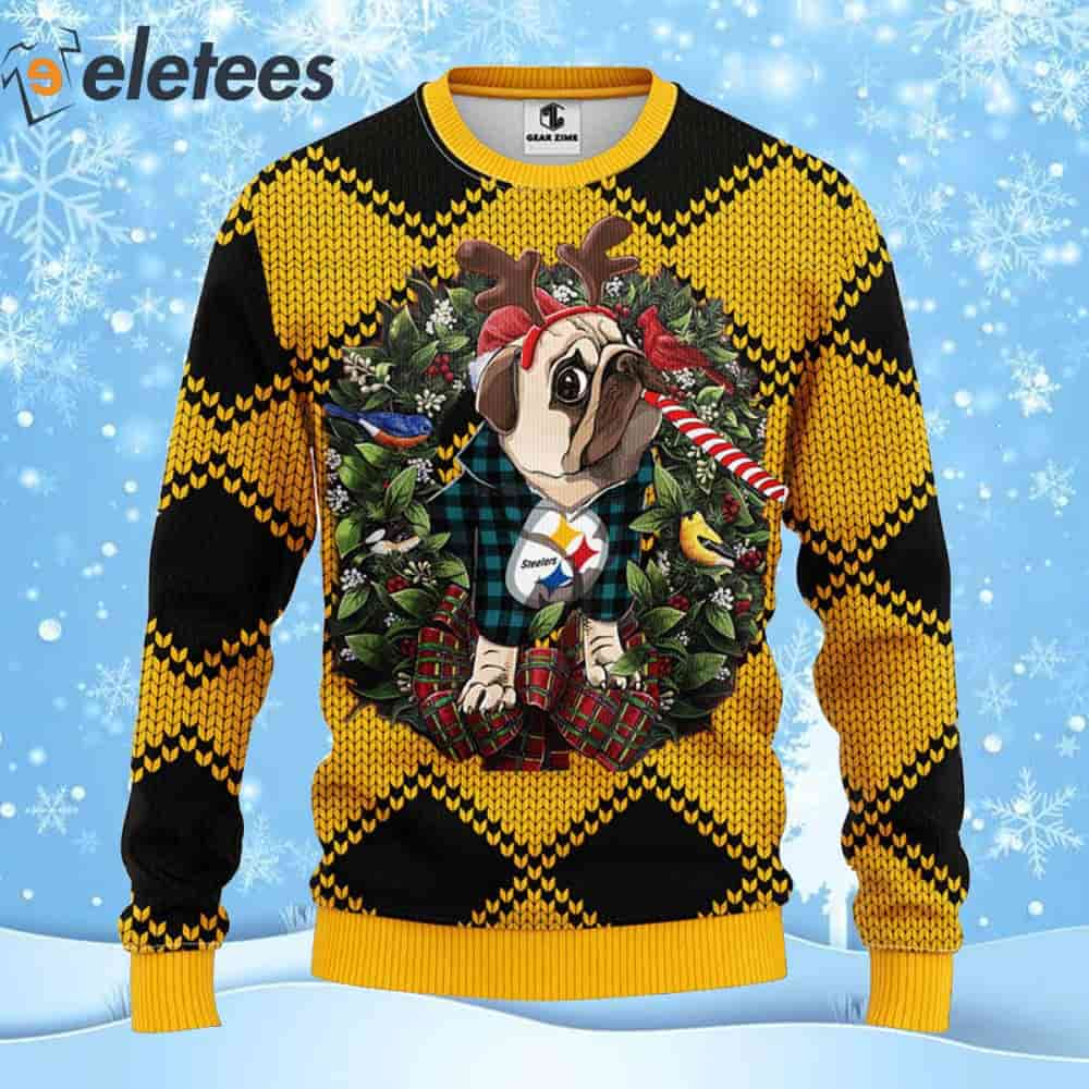 Steelers Football Pub Dog Ugly Christmas Sweater