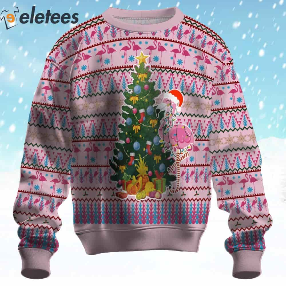 Sweet Flamingo Christmas Tree Ugly Christmas Sweater