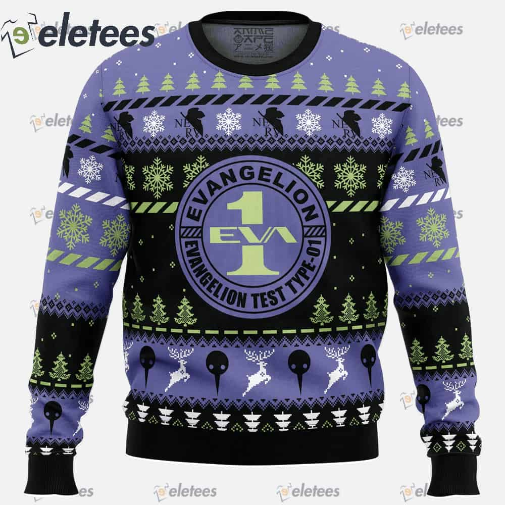 Test Type Eva-01 Neon Genesis Ugly Christmas Sweater