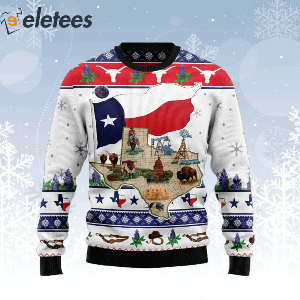 Texas Our Texas Bluebonnet Ugly Christmas Sweater