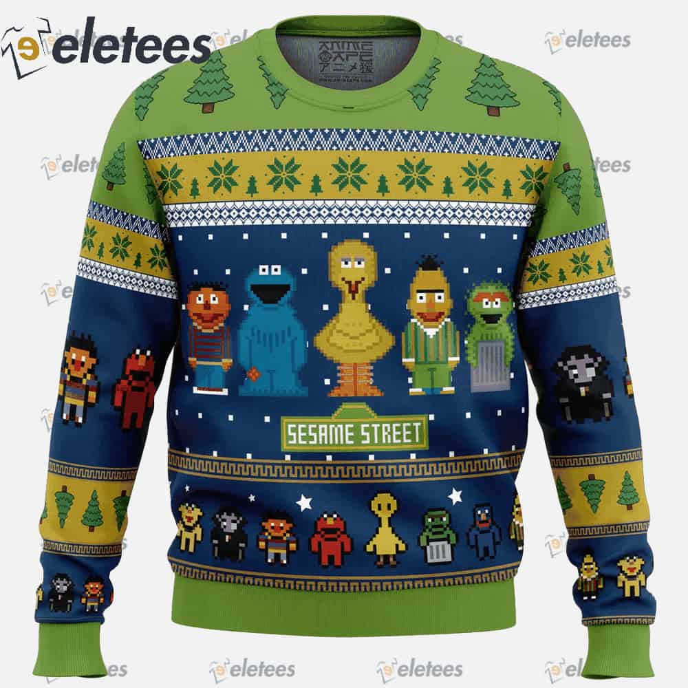 The Main Characters on Sesame Street Ugly Christmas Sweater