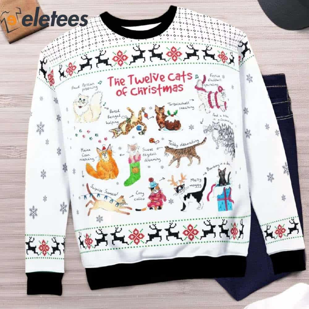 The Twelve Cats Of Christmas Ugly Christmas Sweater