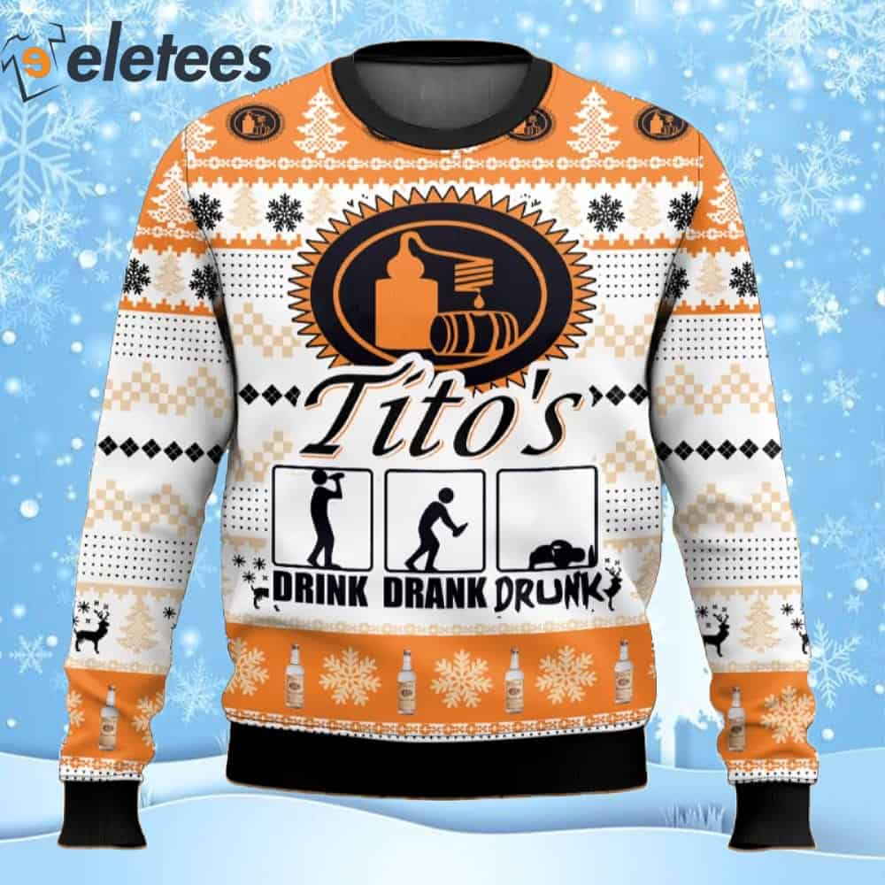 Tito's Drink Drank Drunk Ugly Christmas Sweater