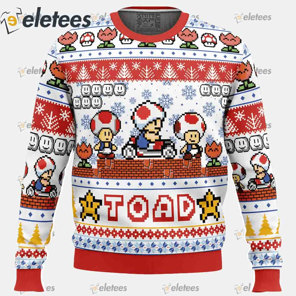 Toad Super Mario Bros Ugly Christmas Sweater