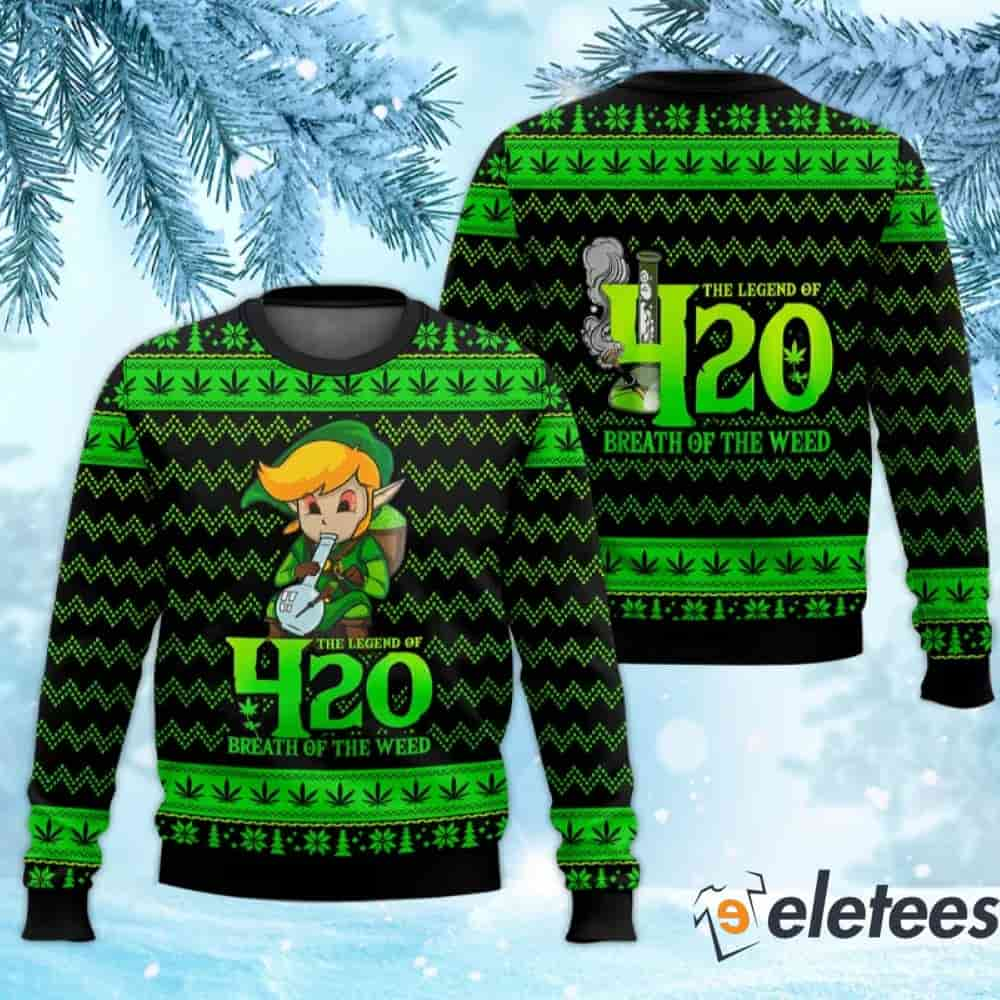 Toon Link The Legend Of 420 Breath Of The Weed Ugly Christmas Sweater