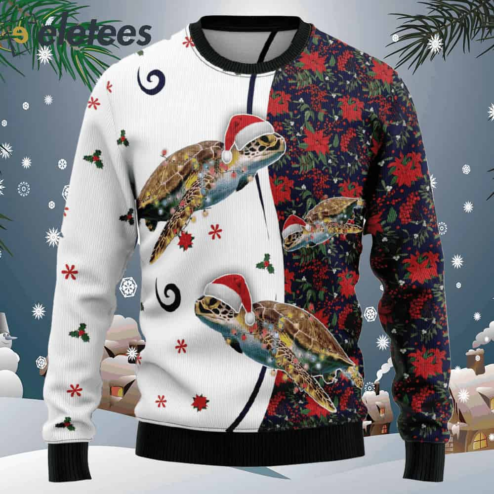 Turtle Christmas Light Ugly Christmas Sweater