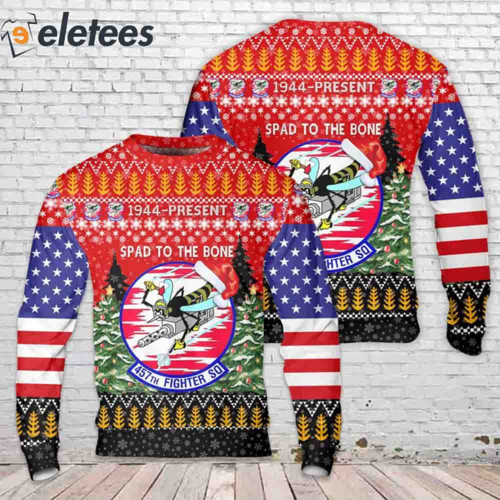 US Air Force 457th Fighter Squadron Ugly Christmas Sweater