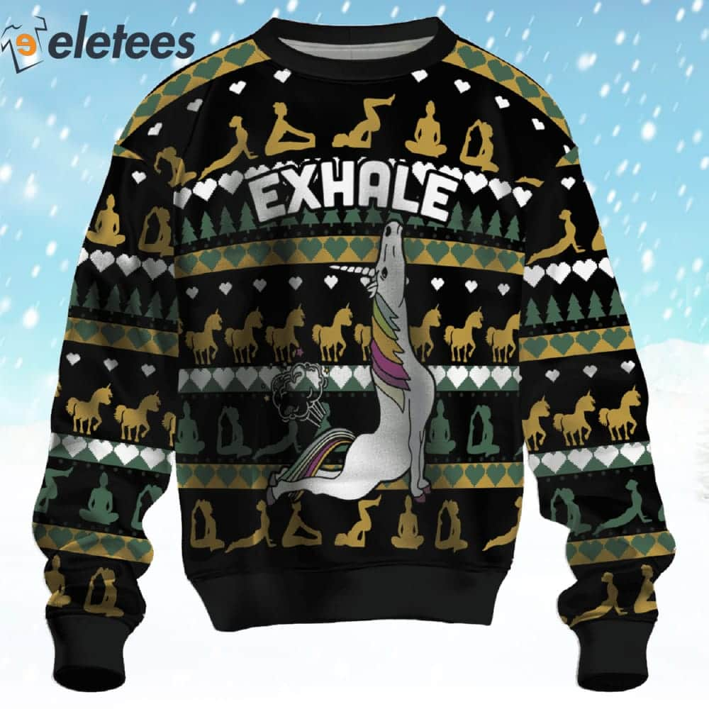 Unicorn Exhale Ugly Christmas Sweater