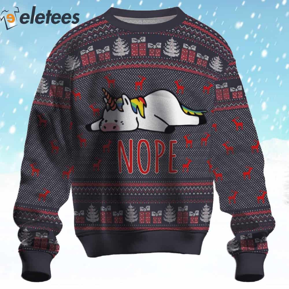 Unicorn Nope Ugly Christmas Sweater