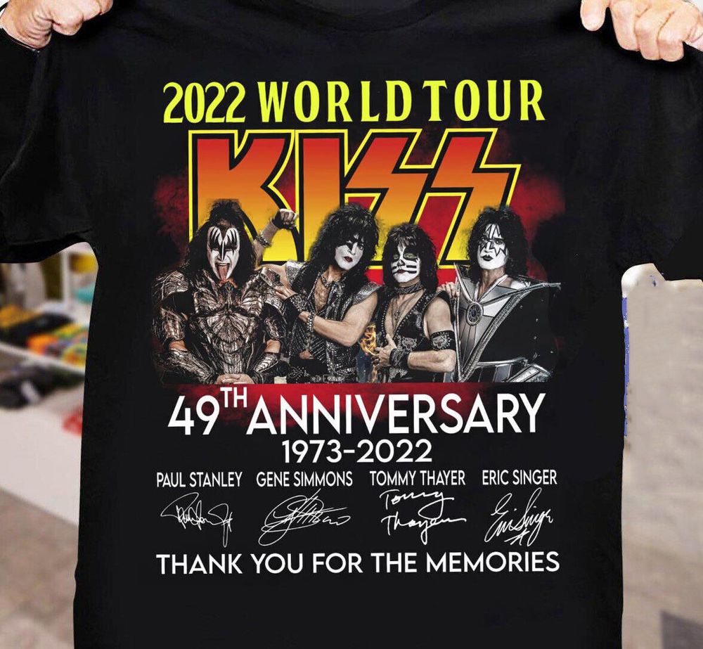 2022 World Tour Kiss 49Th Anniversary Kiss Band Signatures T-Shirt